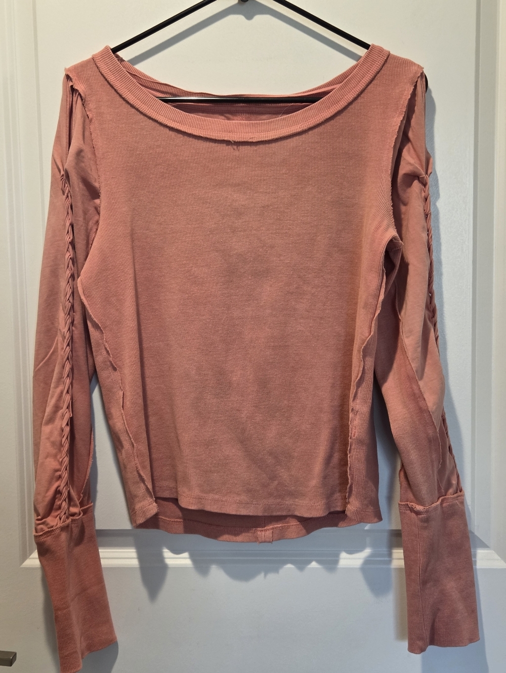 Free People × We The Free Women’s Long Sleeve Pink Twisted Sleeve Top